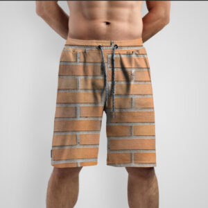 Шорти з принтом "Цегла стіна коричнева текстура 4" ВСІ Розміри