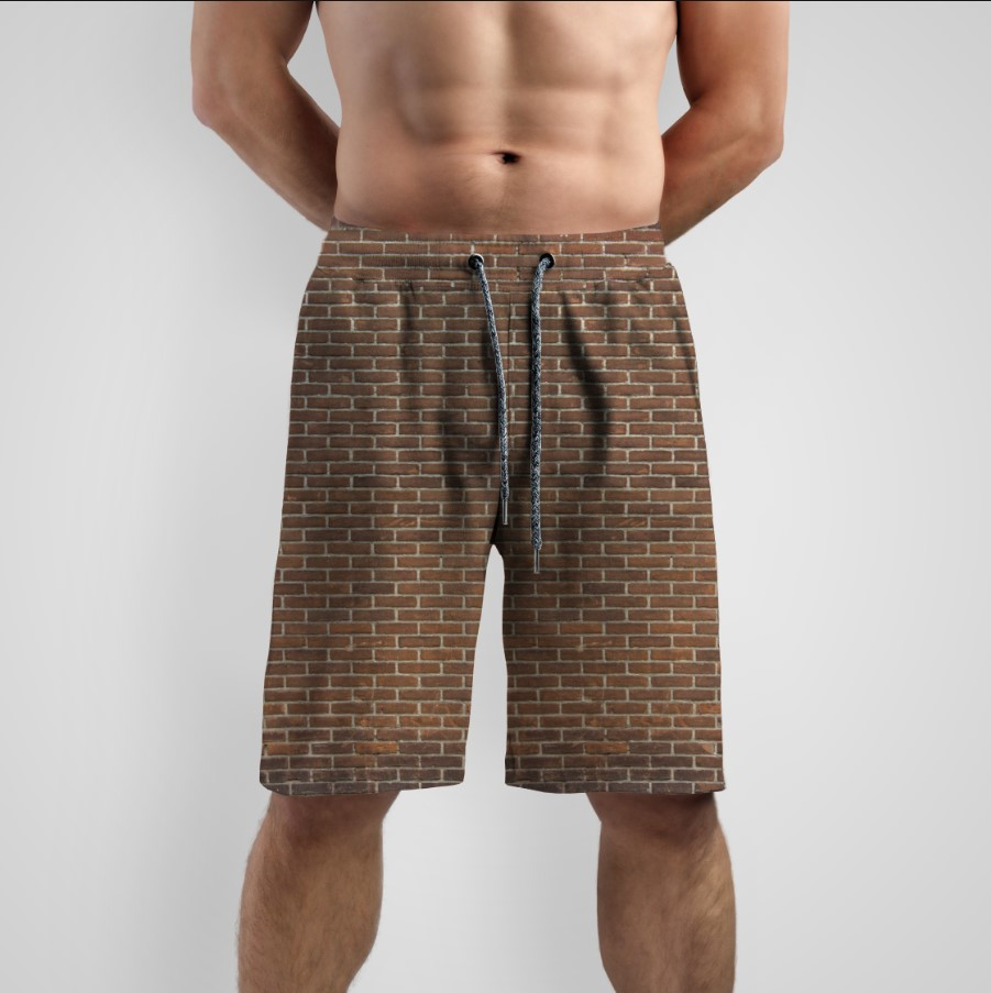 Шорти з принтом "Цегла стіна коричнева текстура 2" ВСІ Розміри