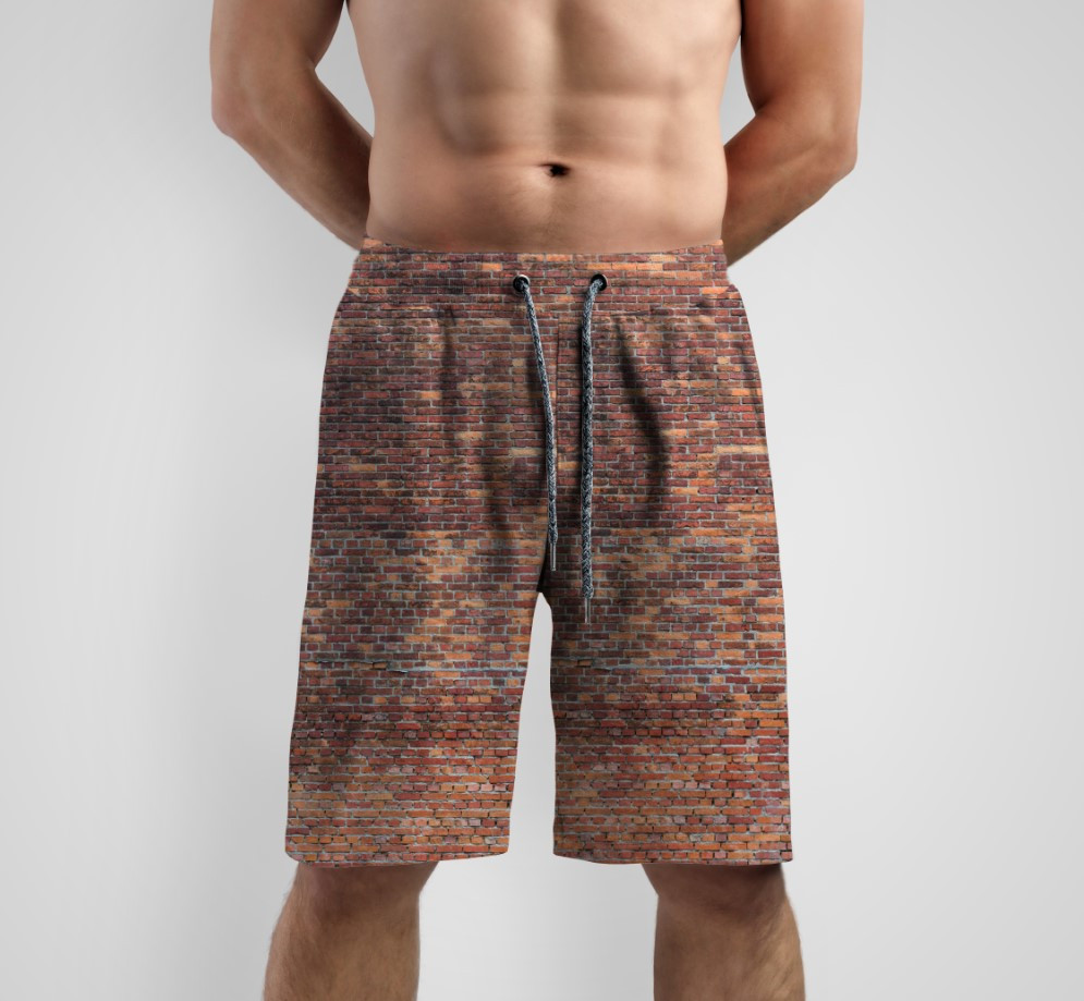 Шорти з принтом "Цегла стіна коричнева текстура 1" ВСІ Розміри