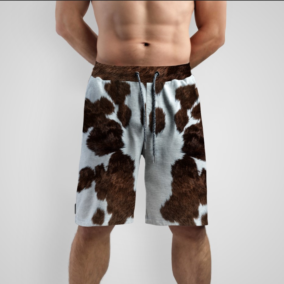 Шорти з принтом "Хутро вовна тварини шкіра біло коричневе" ВСІ Розміри
