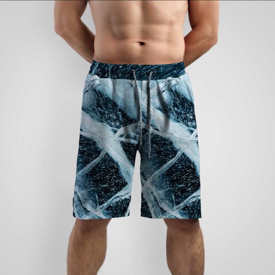 Шорти з принтом "Тріщини льод крига скло мерзла вода 1" ВСІ Розміри