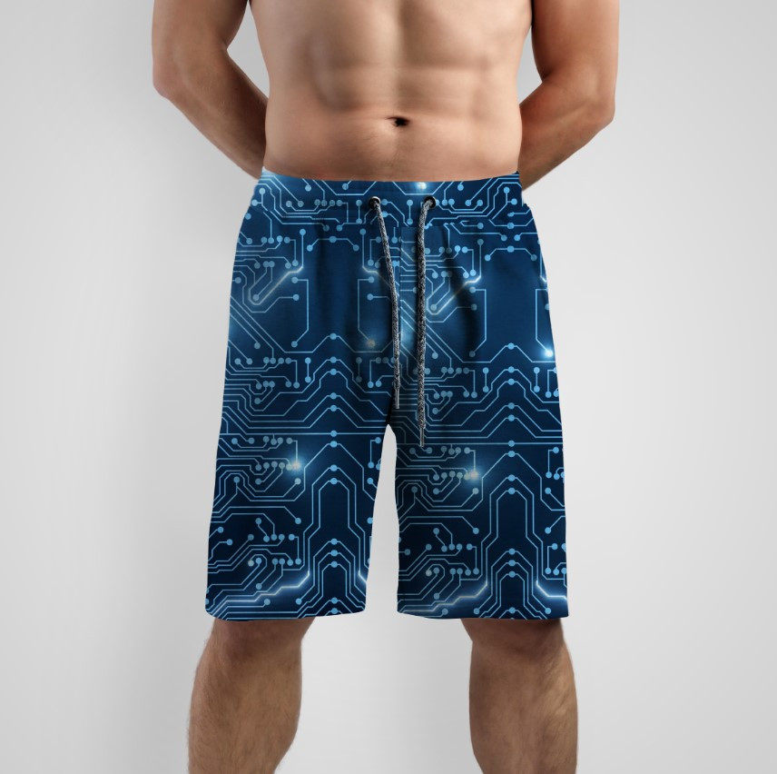 Шорти з принтом "Схема світіння синій лінії точки" ВСІ Розміри