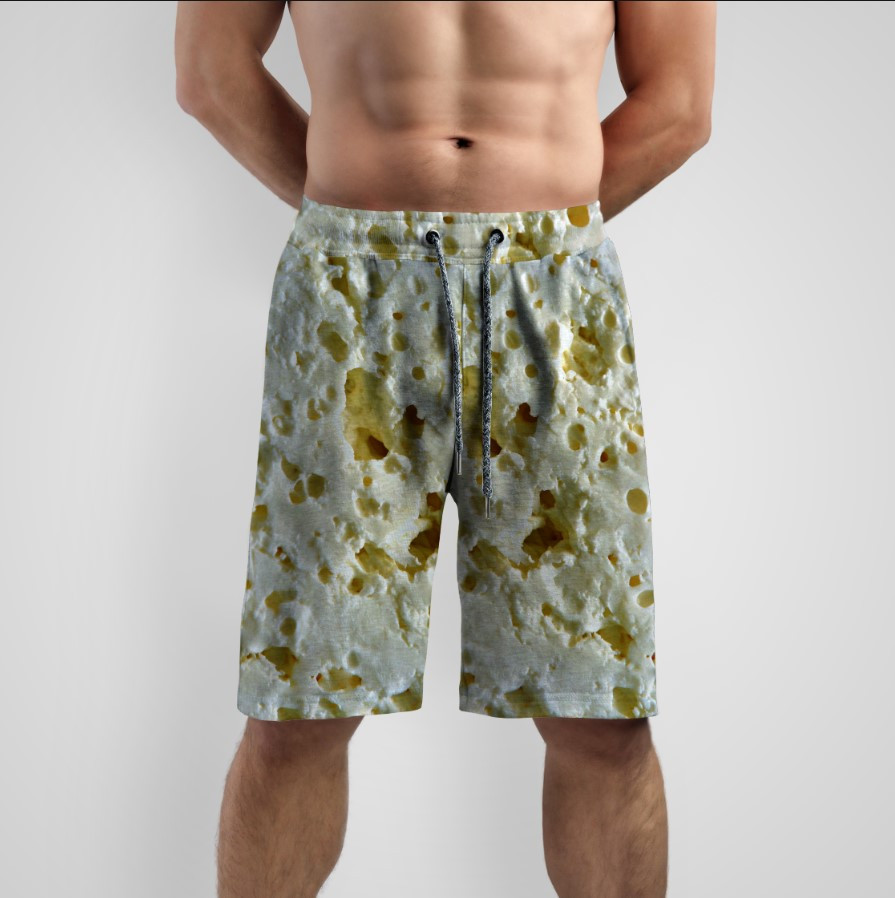 Шорти з принтом "Сир творог текстура" ВСІ Розміри