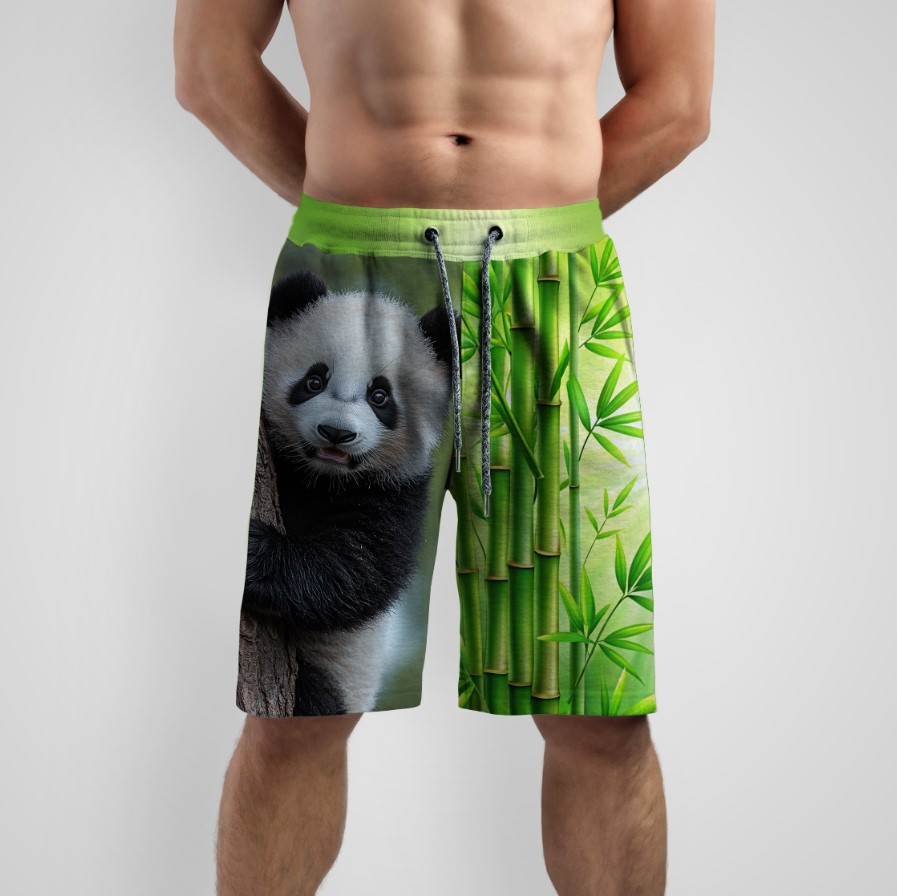 Шорти з принтом "Панда з рослиною бамбук" ВСІ Розміри