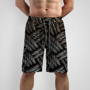 Шорти з принтом "Мотузка нитки переплетення макро текстури коричневий" ВСІ Розміри