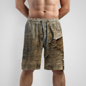 Шорти з принтом "Мішковина тканина текстура рвана брудна стара" ВСІ Розміри