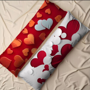 Дакімакура подушка обіймашка "Сердечкі валентинка червоно білі"