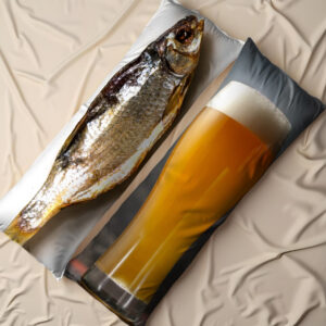 Дакімакура подушка обіймашка "Прикольна сушена риба келих бокал пива"