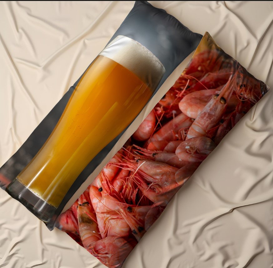 Дакімакура подушка обіймашка "Прикольна креветки келих бокал пива"