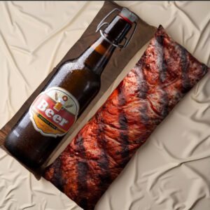 Дакімакура подушка обіймашка "Пляшка пива смажене м'ясо текстура"