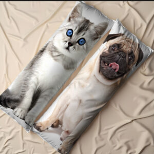 Дакімакура подушка обіймашка "Мопс собака сіра кішка кошеня блакитні очі тварини"