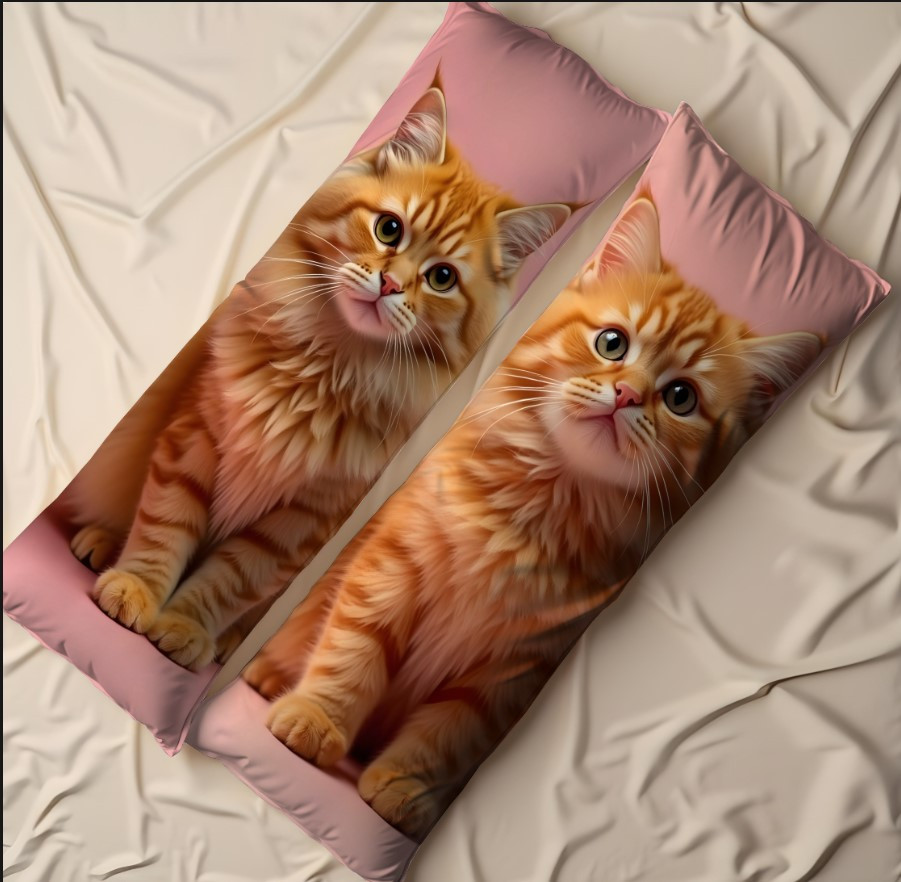 Дакімакура подушка обіймашка "Кіт кошеня руде пухнасте"