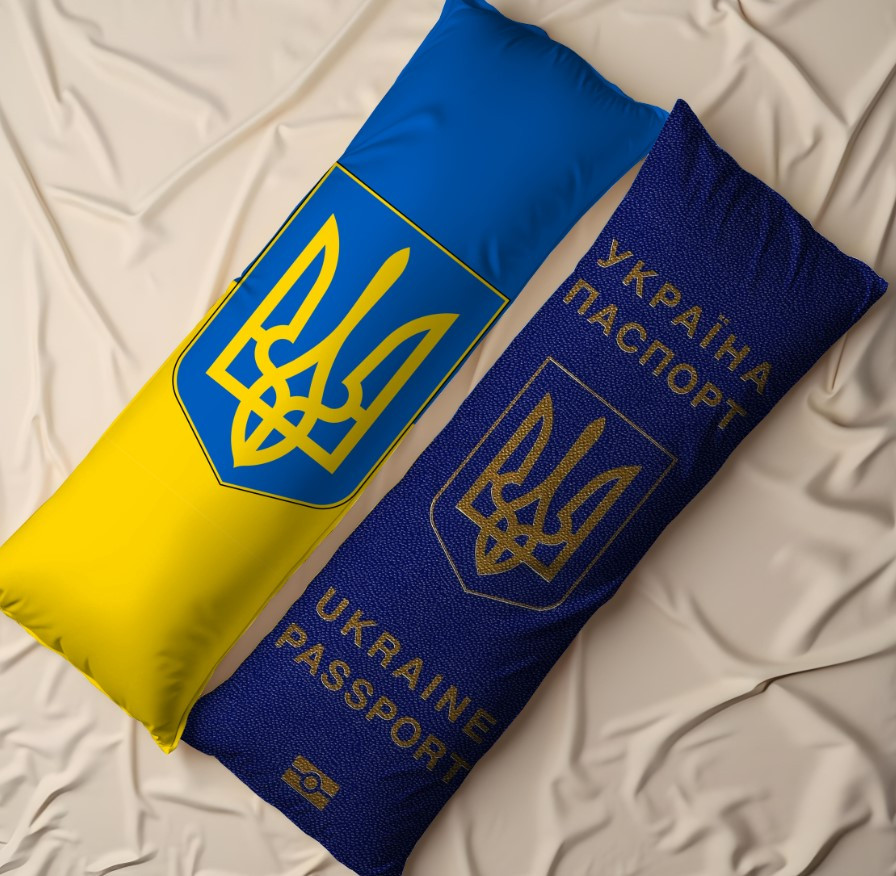 Дакімакура подушка обіймашка "Герб тризуб України прапор паспорт"
