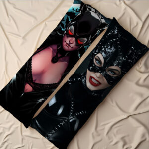 Дакімакура подушка обіймашка "Арт аніме дівчина кішка шкіряний чорний костюм"