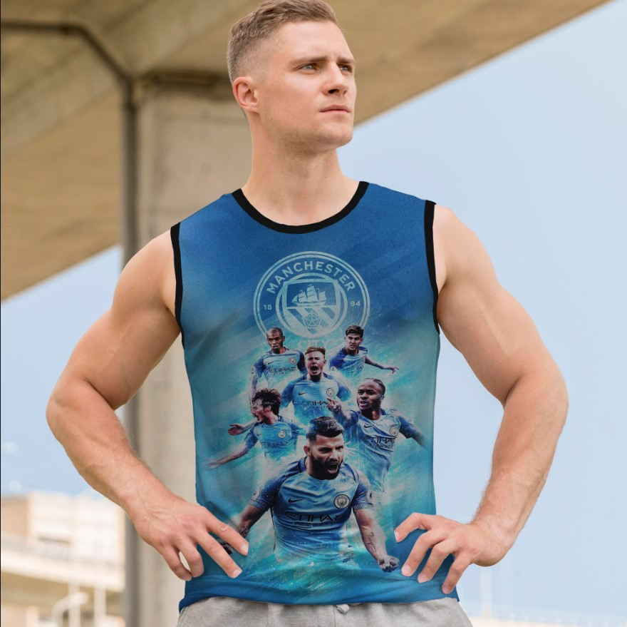 Майка футболка безрукавка "Манчестер Сіті емблема футбол лого клуб команда арт гравці" ВСІ Розміри Преміум тканина
