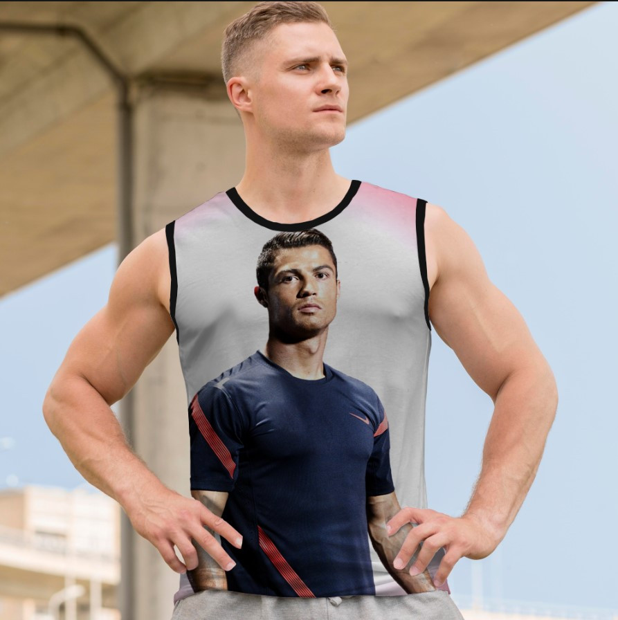 Майка футболка безрукавка "Кріштіану Роналду футбол арт 3" ВСІ Розміри Преміум тканина