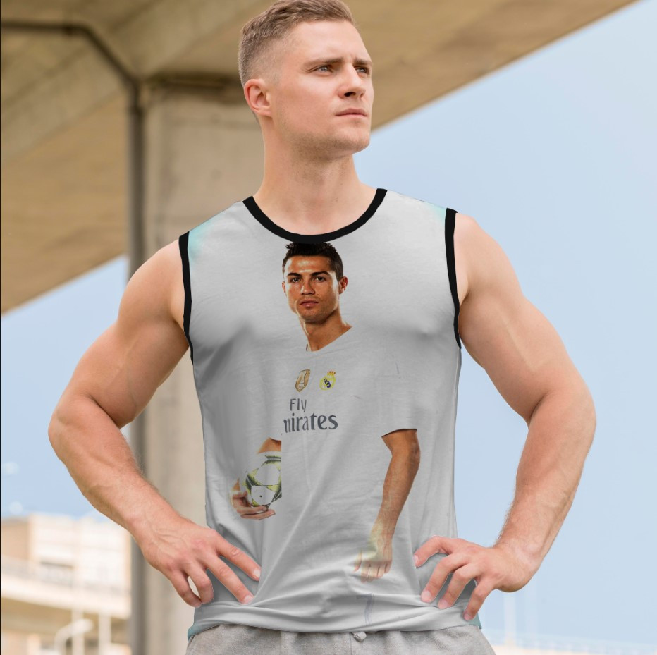 Майка футболка безрукавка "Кріштіану Роналду футбол арт 1" ВСІ Розміри Преміум тканина