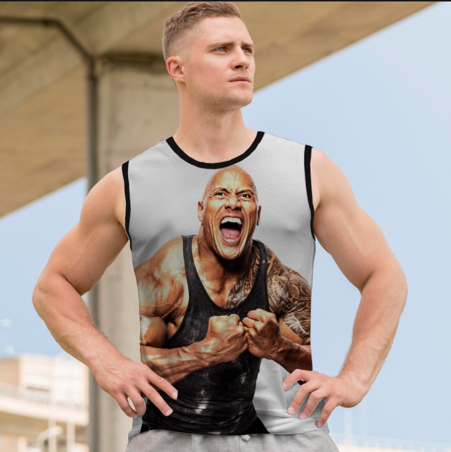 Майка футболка безрукавка "Дуейн Джонсон актор кіно м'язи фітнес спорт 3" ВСІ Розміри Преміум тканина