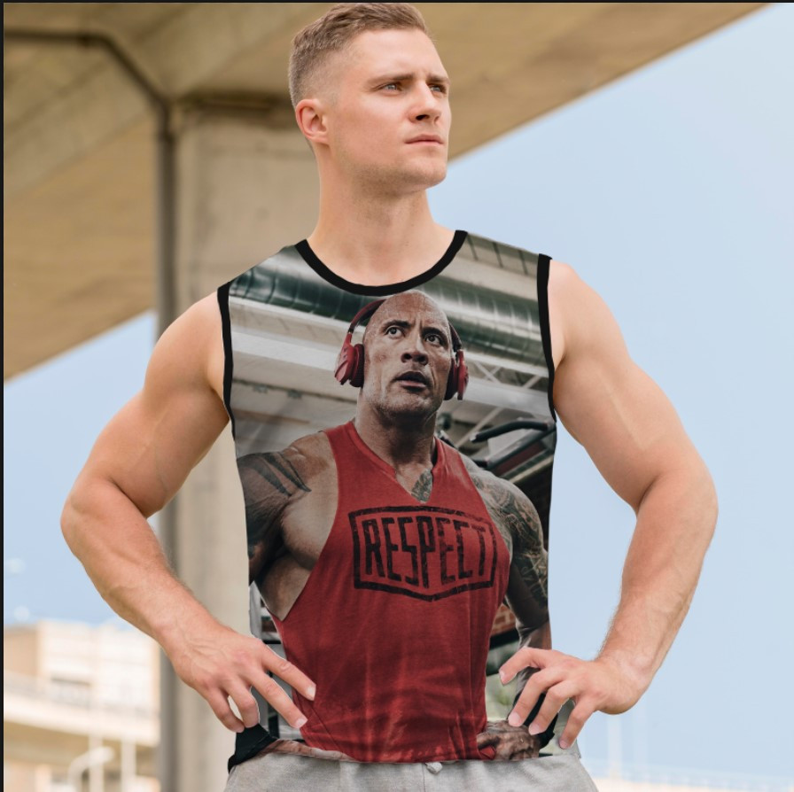 Майка футболка безрукавка "Дуейн Джонсон актор кіно м'язи фітнес спорт" ВСІ Розміри Преміум тканина