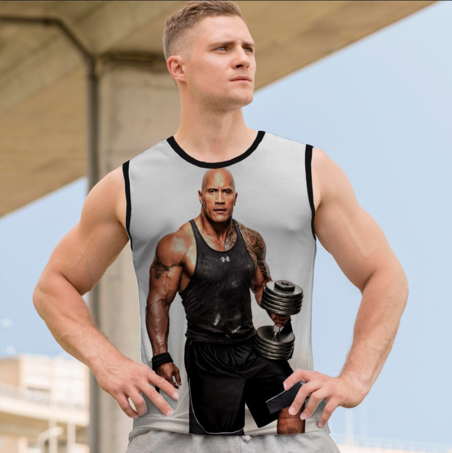 Майка футболка безрукавка "Дуейн Джонсон актор кіно м'язи фітнес" ВСІ Розміри Преміум тканина