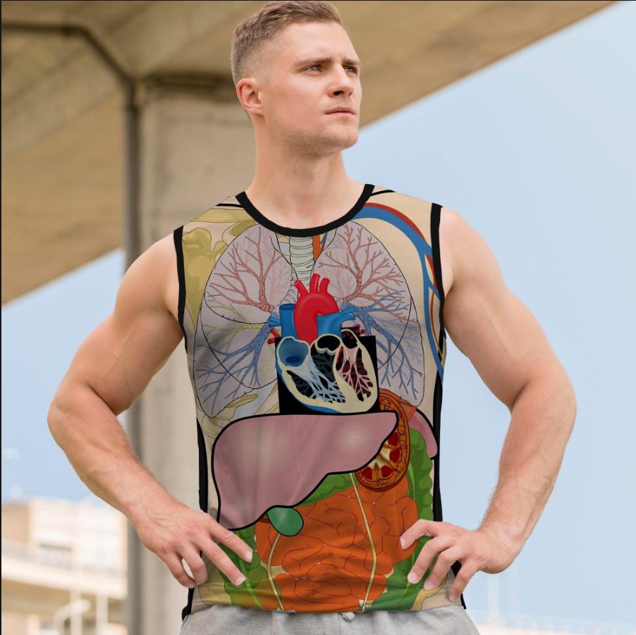 Майка футболка безрукавка "Внутрішні органи геловін анатомія людини арт малюнок" ВСІ Розміри Преміум тканина