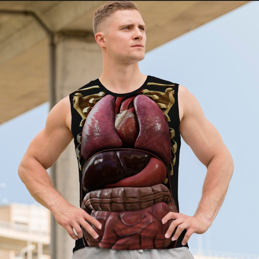 Майка футболка безрукавка "Внутрішні органи геловін анатомія людини" ВСІ Розміри Преміум тканина