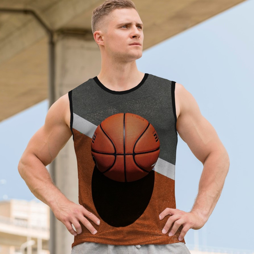 Майка футболка безрукавка "Баскетбольний м'яч" ВСІ Розміри Преміум тканина