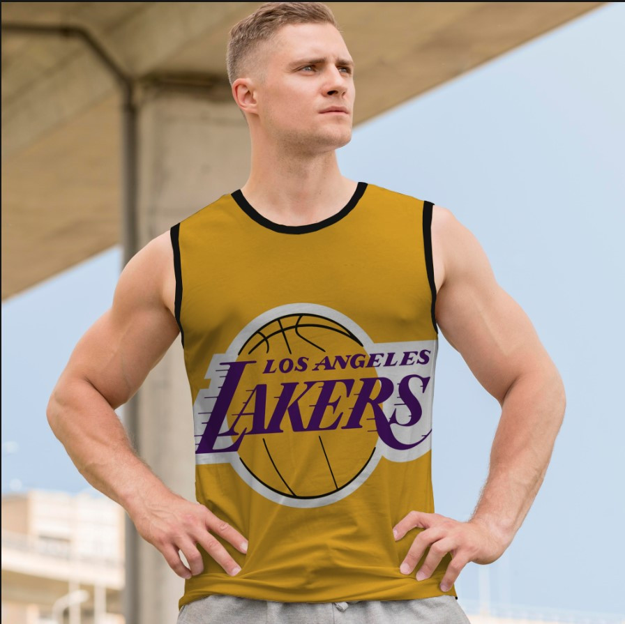 Майка футболка безрукавка "Баскетбол Лейкерс емблема лого команда клуб" ВСІ Розміри Преміум тканина