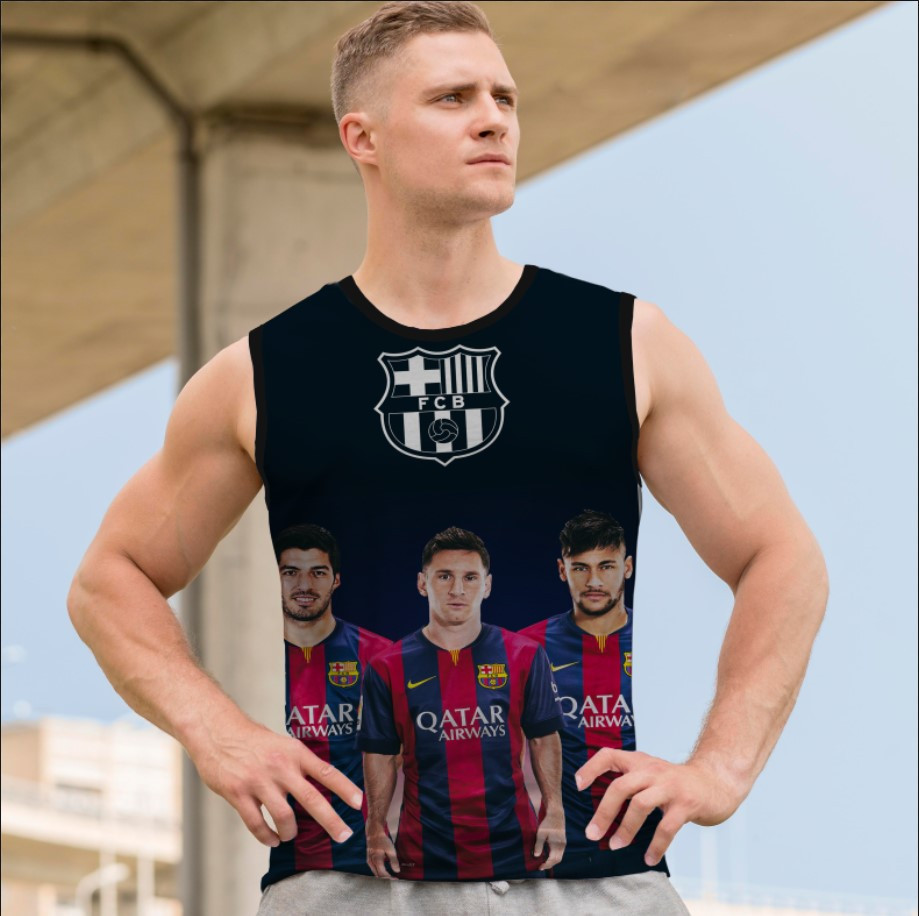 Майка футболка безрукавка "Барселона Суарес Мессі Неймар емблема футбол лого клуб команда спорт арт" ВСІ Розміри Преміум тканина