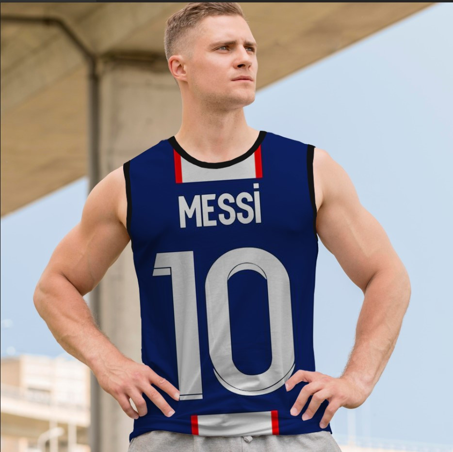 Майка футболка безрукавка "Барселона Ліонель Мессі емблема футбол номер 10" ВСІ Розміри Преміум тканина