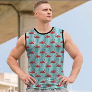 Майка футболка безрукавка "Арт рожеві фламінго птахи" ВСІ Розміри Преміум тканина