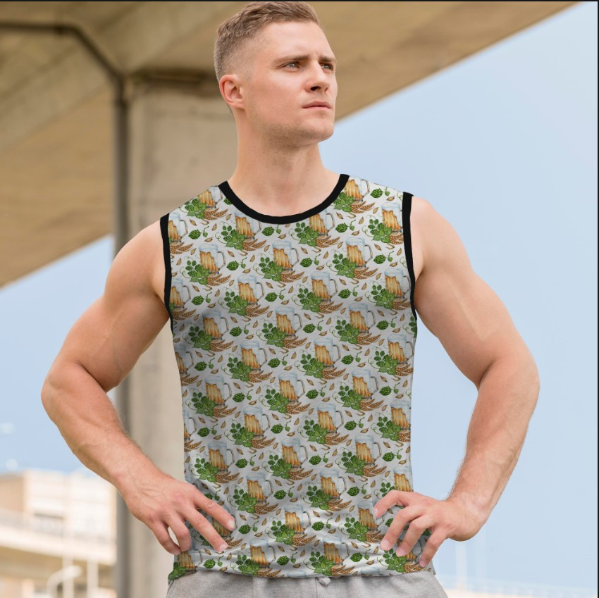 Майка футболка безрукавка "Арт келих пива хмель рослини" ВСІ Розміри Преміум тканина