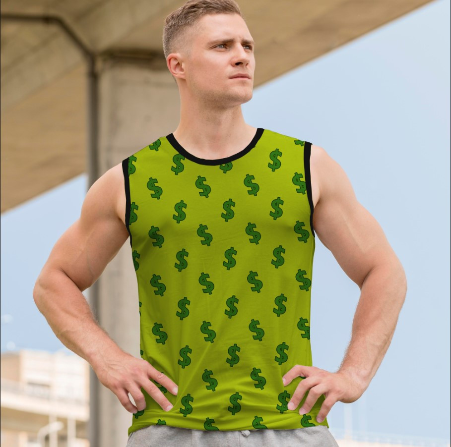 Майка футболка безрукавка "Арт знаки долару валюта" ВСІ Розміри Преміум тканина