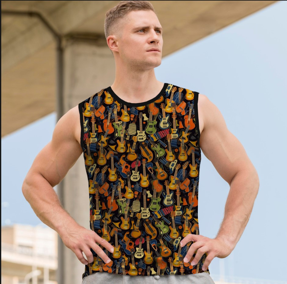 Майка футболка безрукавка "Арт гітари рок метал музика" ВСІ Розміри Преміум тканина