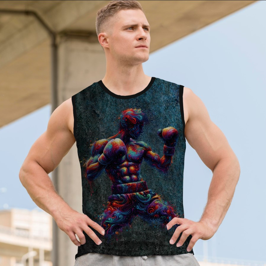 Майка футболка безрукавка "Арт візерунки силует боксера спорт" ВСІ Розміри Преміум тканина