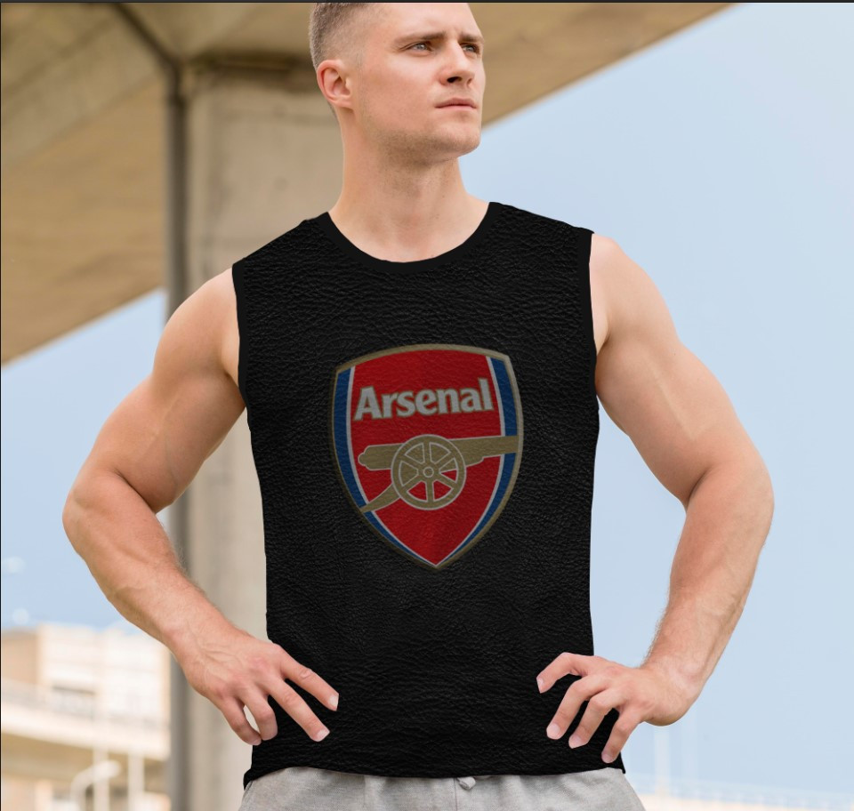 Майка футболка безрукавка "Арсенал емблема футбол лого клуб чорна шкіра" ВСІ Розміри Преміум тканина