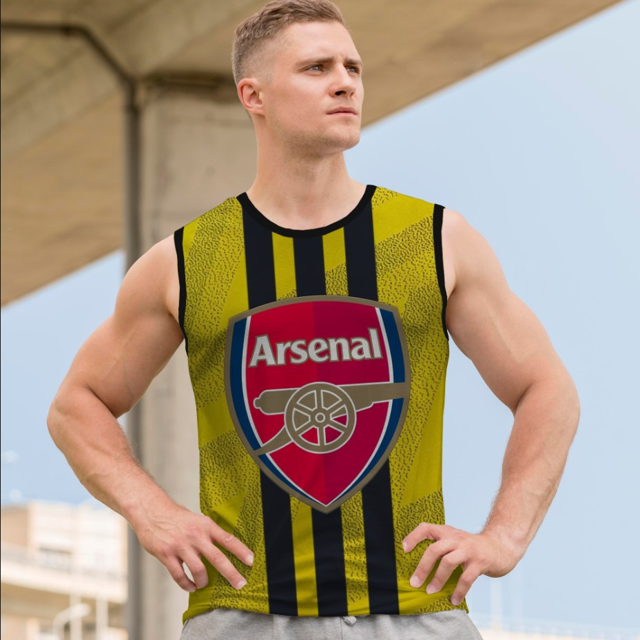 Майка футболка безрукавка "Арсенал емблема футбол лого жовто чорна" ВСІ Розміри Преміум тканина