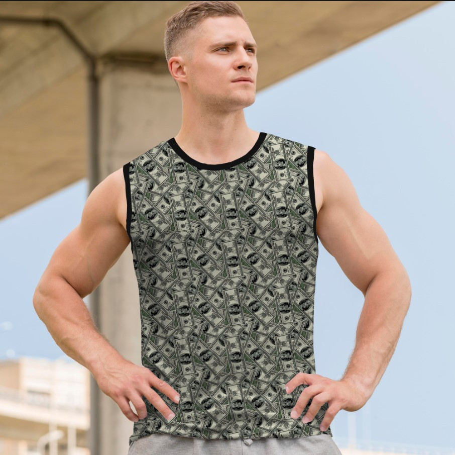 Майка футболка безрукавка "100 доларів баксів валюта гроші" ВСІ Розміри Преміум тканина