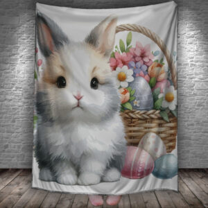 Плед з 3D принтом - Великодній ніжний білий кролик