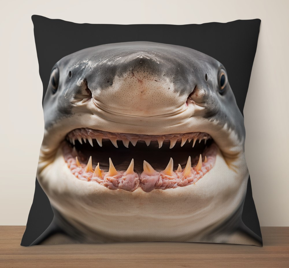 Подушка "Акула зуби крупний план біг фейс"