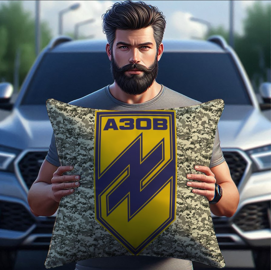 Подушка "АЗОВ емблема піксель 12 бригада спеціального призначення Азов"