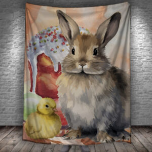 Плед з 3D принтом - Великодній кролик і Паска 150х200 см.