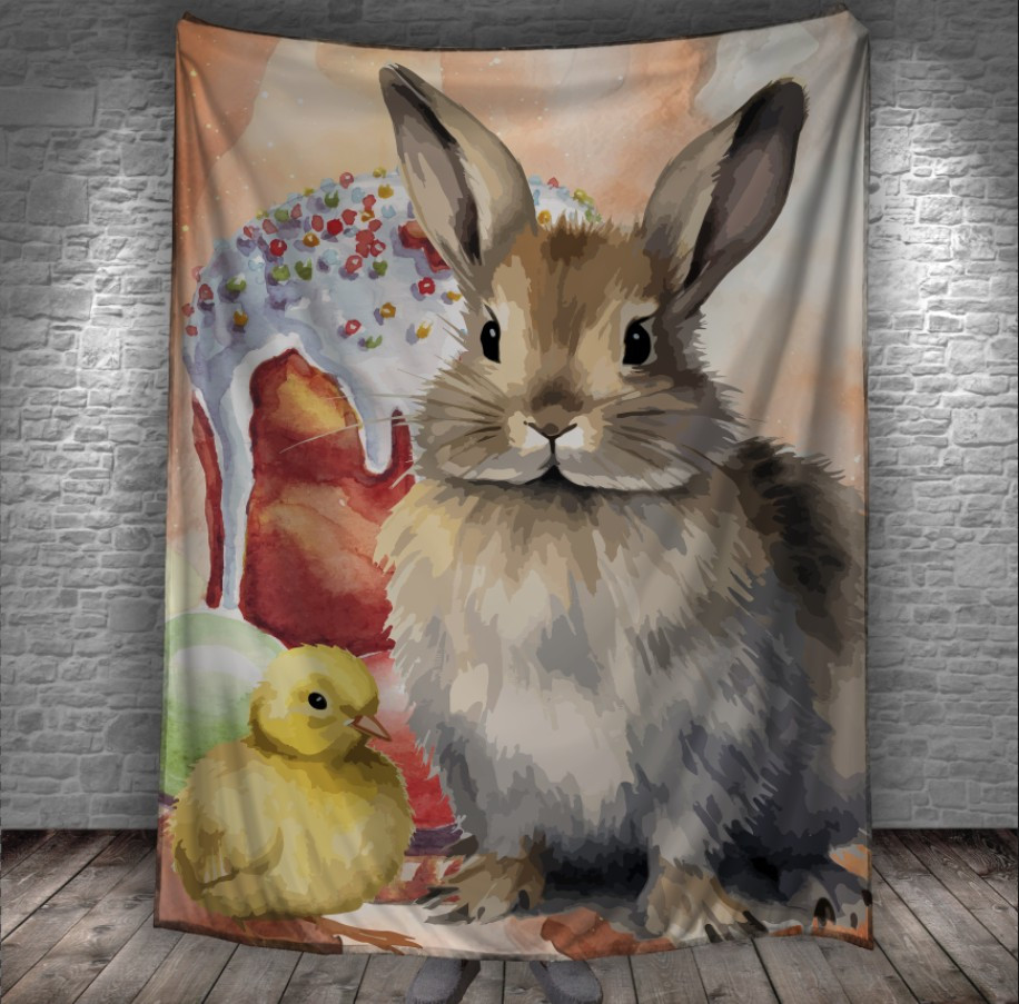Плед з 3D принтом - Великодній кролик і Паска 150х200 см.