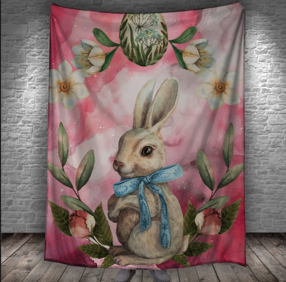 Плед з 3D принтом - Великодній кролик і крашанка 150х200 см.