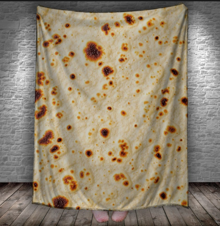 Плед з 3D принтом - лаваш хліб тортилья текстура млинець 150х200 см.