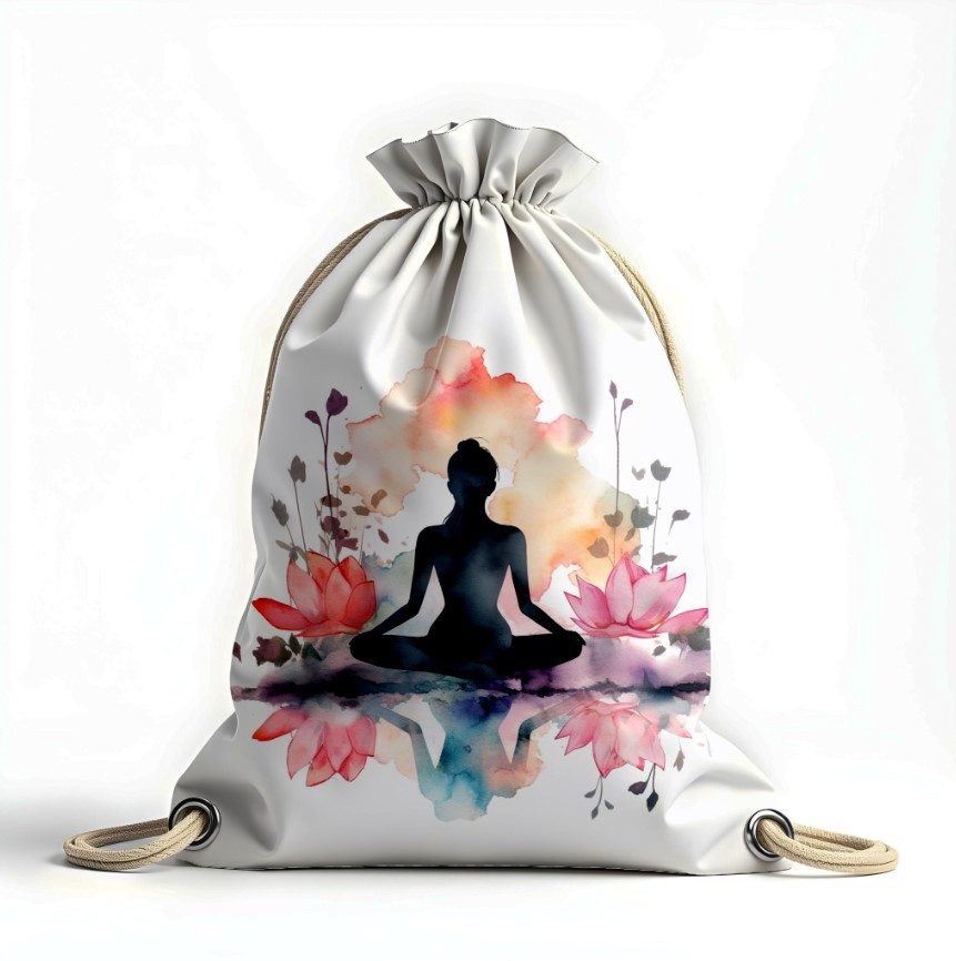 Рюкзак мішок "Акварель дівчина лотос фітнес йога"