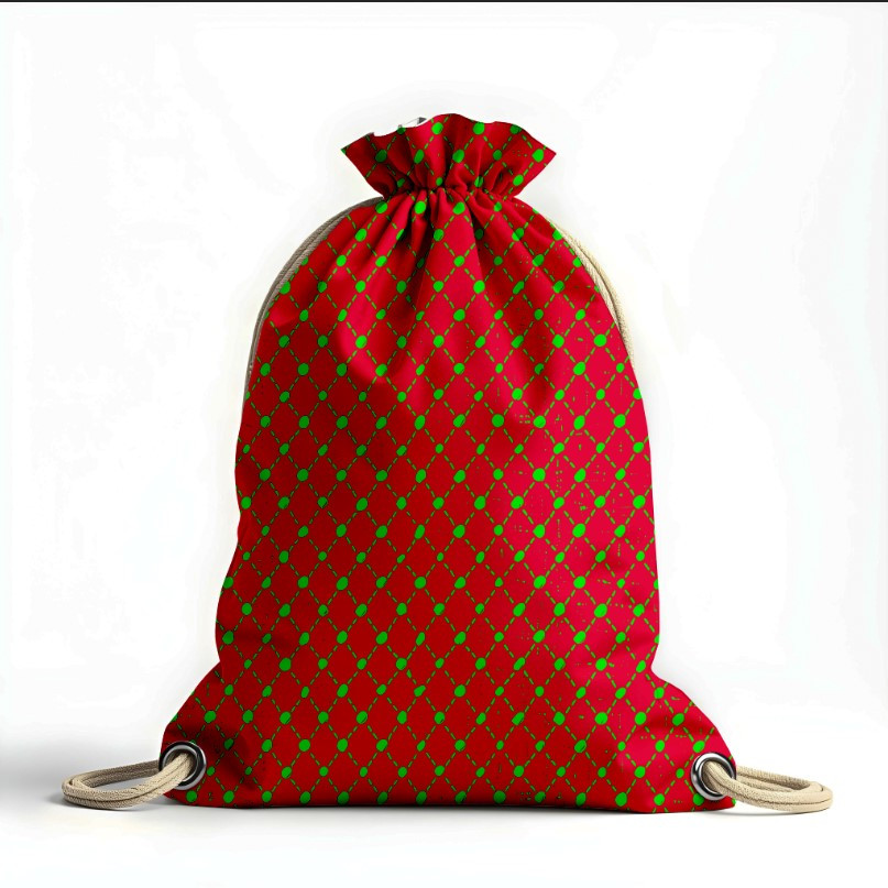 Рюкзак мішок "Зелена арт решітка на червоному фоні"