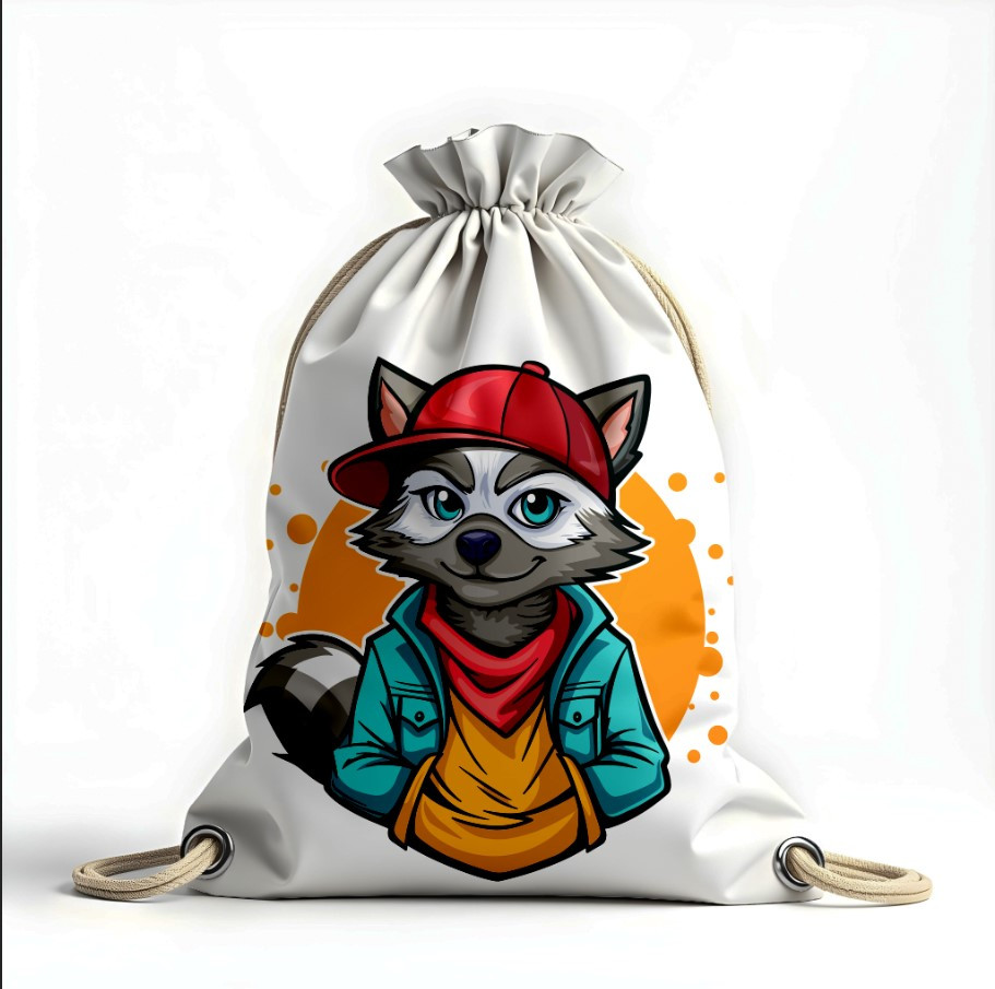 Рюкзак мішок "Єнот мультяшний у молодіжному одязі"