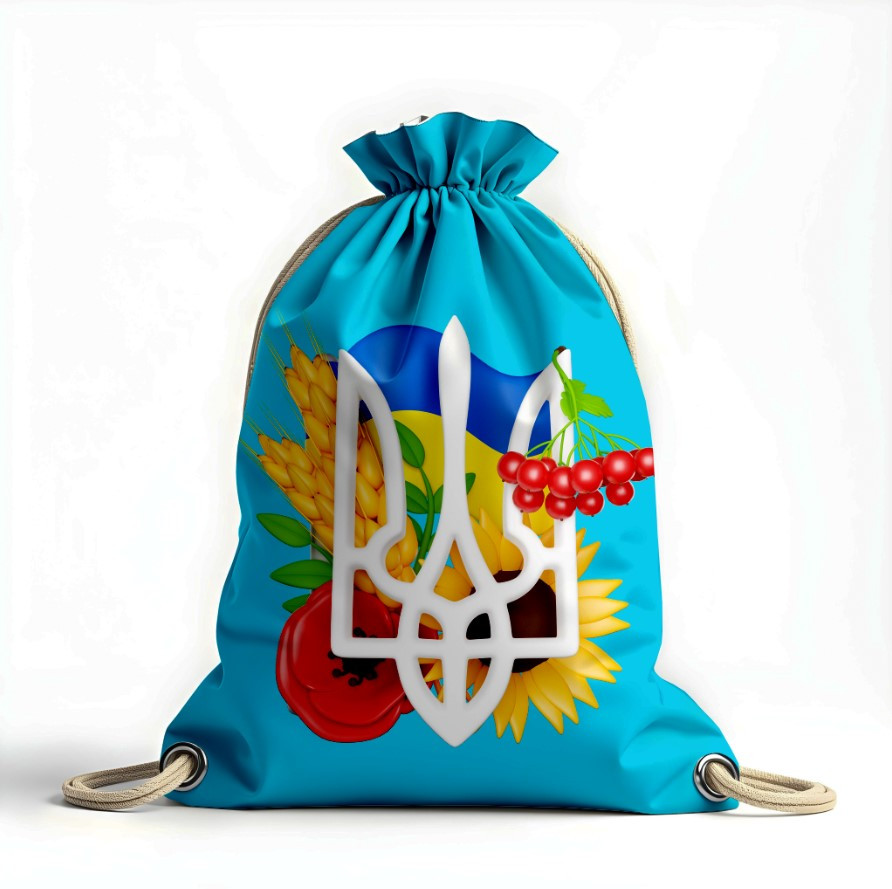 Рюкзак мішок "Герб України мак прапор калина соняшник"