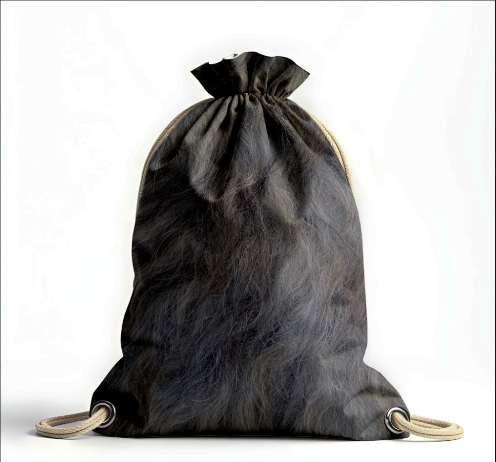 Рюкзак мішок "Вовна хутро шкіра тварин волося чорна"